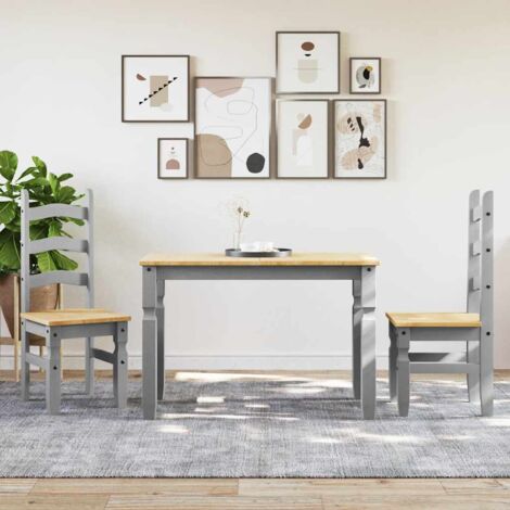 3-tlg. Essgruppe Panama Grau Massivholz Kiefer vidaXL