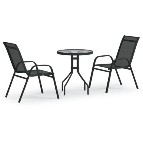 3-tlg. Garten-Bistro-Set Schwarz vidaXL