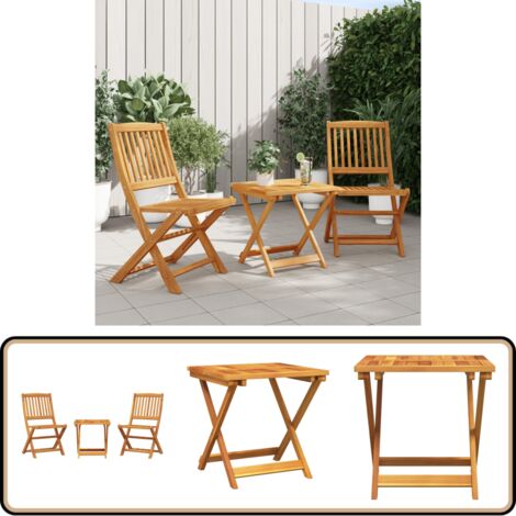 3-tlg. Garten-Essgruppe Klappbar Massivholz Akazie - Gartenmöbel - Essgruppe - Gartentisch - Gartenstühle - Akazienholz