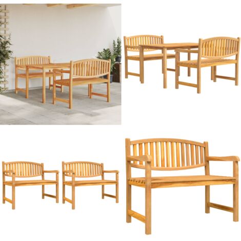 3-tlg. Garten-Essgruppe Massivholz Teak - Holztisch - Gartentisch - Essgruppe - Gartenmöbelset - Teakholz - Home & Living