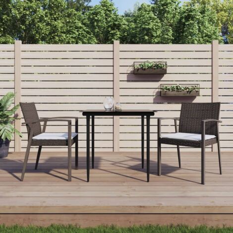 3-tlg. Garten-Essgruppe mit Kissen Poly Rattan und Stahl vidaXL