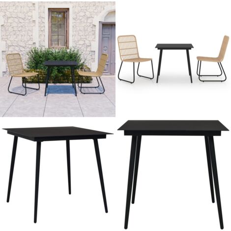 3-tlg. Garten-Essgruppe Poly Rattan und Glas - Gartenmöbel - Essgruppe - Outdoortisch - Terrasse Möbeln - Balkonmöbeln - Home & Living