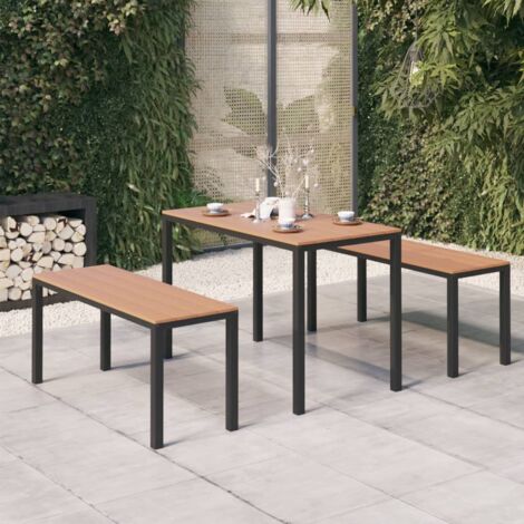 3-tlg. Garten-Essgruppe Stahl und WPC Braun und Schwarz vidaXL