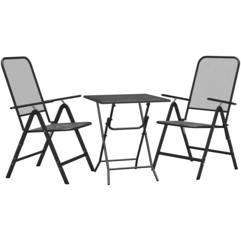 3-tlg. Garten-Essgruppe Streckmetall Anthrazit vidaXL