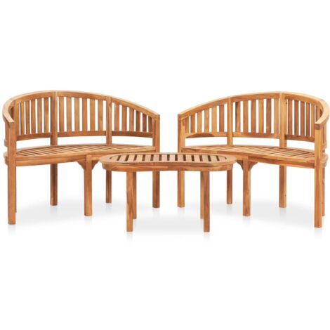 3-tlg. Garten-Lounge-Set, Gartenmöbel-Set, Terrassen-Sitzgruppe Massivholz Teak ZDEH47540 BonneVie