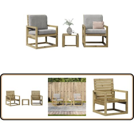 3-tlg. Garten-Lounge-Set Kiefernholz Imprägniert - Gartensitzgruppe - Gartenloungesessel - Holzmöbel - Gartenmöbel Set - Kiefernholz Möbel