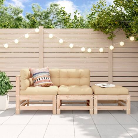 3-tlg. Garten-Lounge-Set Massivholz Kiefer vidaXL