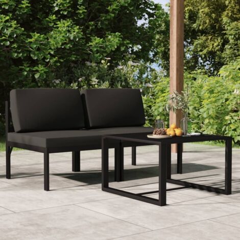 3-tlg. Garten-Lounge-Set mit Kissen Aluminium Anthrazit vidaXL