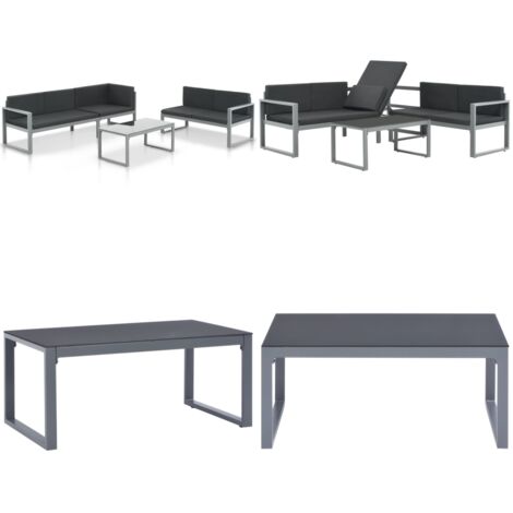 3-tlg. Garten-Lounge-Set mit Kissen Aluminium Schwarz - Gartenmöbel - Lounge-Set - Alu-Gestell - Outdoor Möbel - Gartentisch - Home & Living
