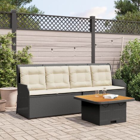 3-tlg. Garten-Lounge-Set mit Kissen Schwarz Poly Rattan vidaXL