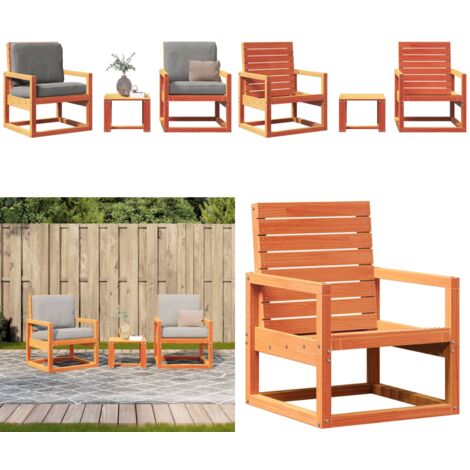 3-tlg. Garten-Lounge-Set Wachsbraun Massivholz Kiefer - Gartenmöbel - Loungesessel - Gartenloungeset - Holzmöbel - Kiefernholz - Home & Living
