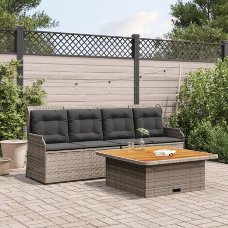 3-tlg. Garten-Sofagarnitur mit Kissen Grau Poly Rattan vidaXL