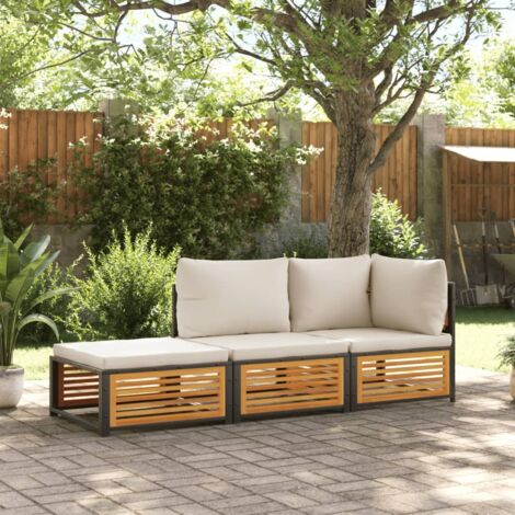 3-tlg. Garten-Sofagarnitur mit Kissen Massivholz Akazie vidaXL