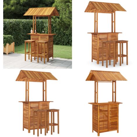 3-tlg. Gartenbar-Set Massivholz Akazie - Gartensets - Gartenbar - Holzmöbel - Esszimmergarnitur - Outdoor Möbel - Home & Living
