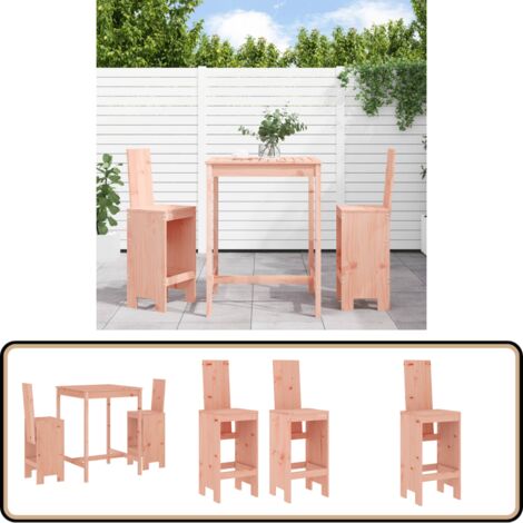 3-tlg. Gartenbar-Set Massivholz Douglasie - Gartentisch - Barhocker - Gartenmöbel - Outdoor Möbel - Holzmöbel