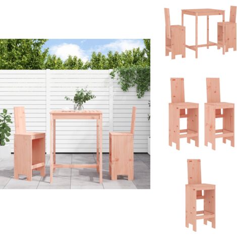 3-tlg. Gartenbar-Set Massivholz Douglasie - Gartentisch - Barhocker - Gartenmöbel - Outdoor Möbel - Holzmöbel
