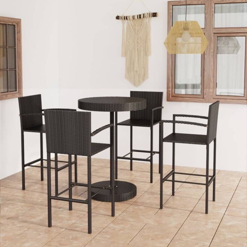 5-tlg. Gartenbar-set Poly Rattan Schwarz - Vidaxl