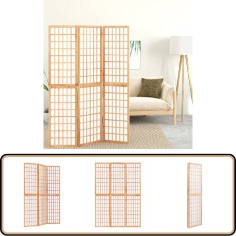 3-tlg. Paravent Japanischer Stil Faltbar 120x170 cm - Raumteiler - Shoji Design - Holzraumteiler - Faltbarer Raumteiler - Japanische Einrichtung