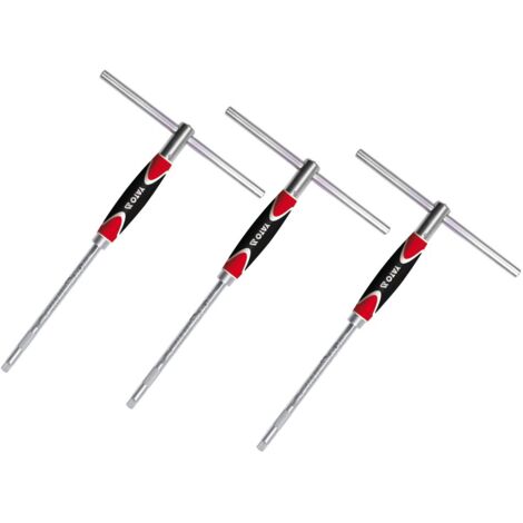 3 Tlg Satz Freilauf Steckschlüssel Schraubendreher mit T-Griff 1/4", 3/8", 1/2" Vierkant Ratsche