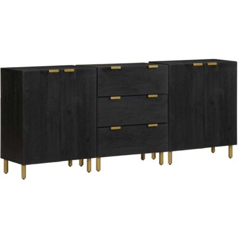 3-tlg. Sideboards Schwarz Holzwerkstoff vidaXL936151