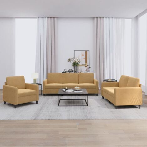 3-tlg. Sofagarnitur Braun Samt vidaXL