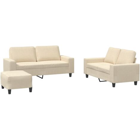 3-tlg. Sofagarnitur Creme Stoff vidaXL