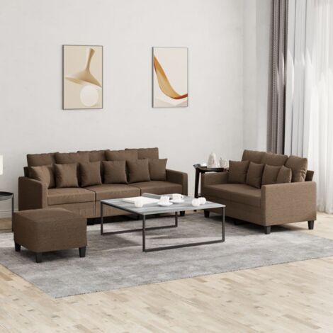 3-tlg. Sofagarnitur mit Kissen Braun Stoff vidaXL