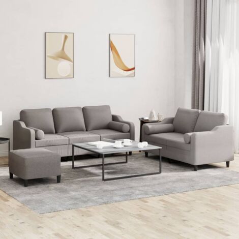 3-tlg. Sofagarnitur mit Kissen Taupe Stoff vidaXL