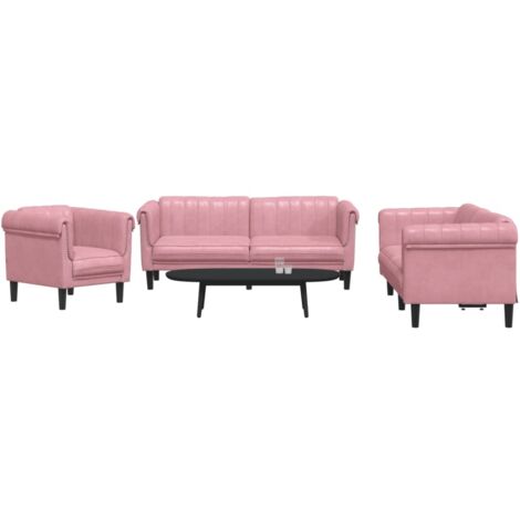 3-tlg. Sofagarnitur Rosa Samt vidaXL