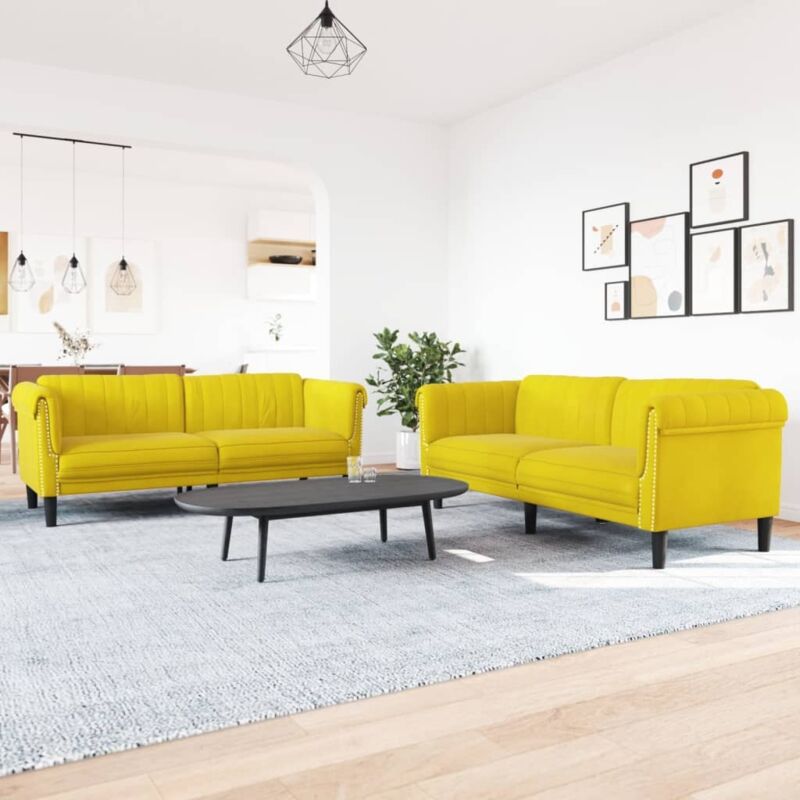 2-tlg. Sofagarnitur Gelb Samt Vidaxl