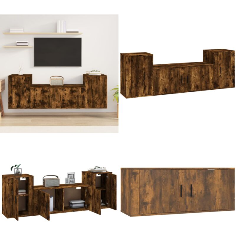 Vidaxl 3-tlg. Tv-schrank-set Räuchereiche Holzwerkstoff - Tv-schrank-set - Tv-schrank-sets - Home & Living