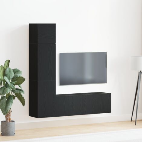 3-tlg. TV-Schrank-Set Wandmontage Schwarz Eiche Holzwerkstoff vidaXL204999