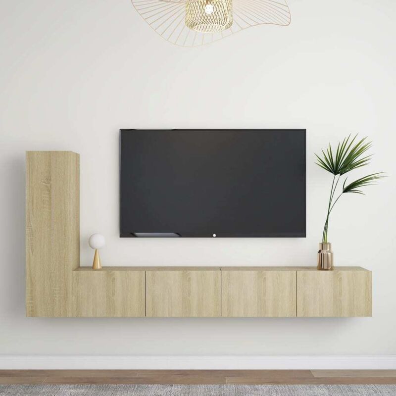 Vidaxl - 3-tlg. Tv-schrank-set Sonoma-eiche Holzwerkstoff