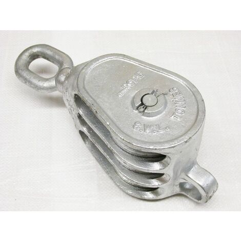 3 Ton 6" GMI Treble Block With Swivel Eye Galvanised - 24MM Fibre Rope Safety Lifting