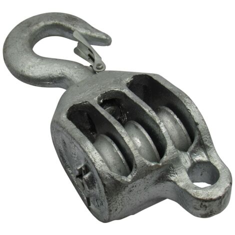3 Ton 6" GMI Treble Block With Swivel Hook Galvanised - 24MM Fibre Rope Safety Lifting