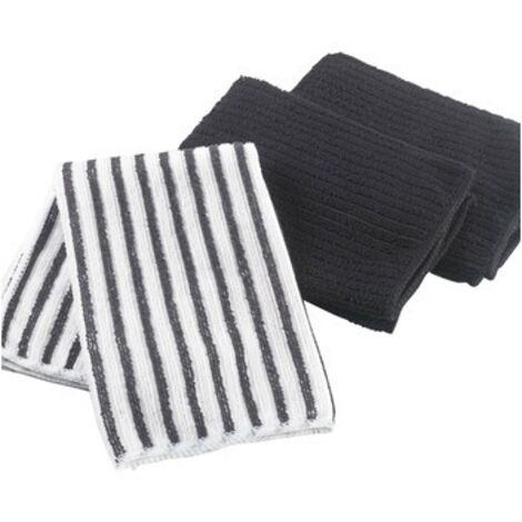 3 Torchons microfibre Cuistot Noir et Unis