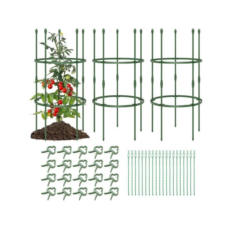 3 treillis obélisque support pour plantes grimpantes en métal réglable avec clips attaches cage et supports 2 en 120 x attaches végétable vert