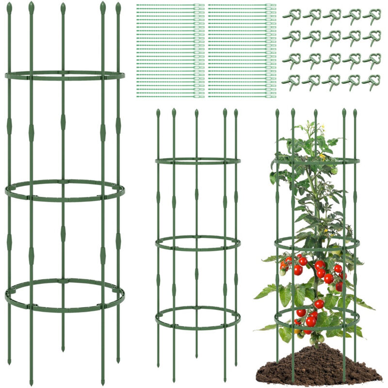 Helloshop26 - 3 treillis obélisque support pour plantes grimpantes en métal réglable avec clips attaches cage et supports 2 en 150 x attaches