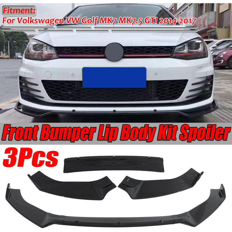 

3 uds parachoques delantero difusor de labios Deflector Body Spoiler Kit para VW Golf MK7 MK7.5 GTI R GTD todos los modelos 2014-2019