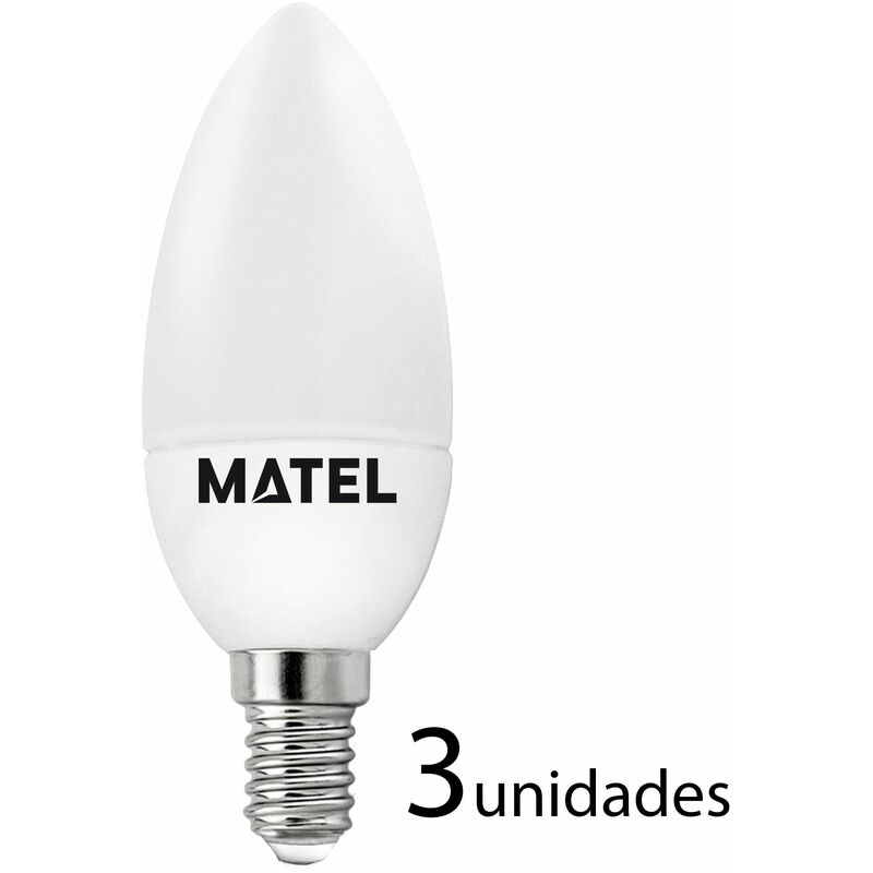 

3 unidades Bombilla LED vela E14 3w fría 300lm