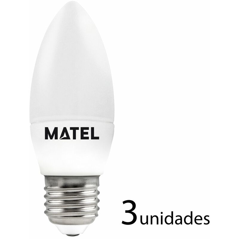 

3 unidades bombilla LED vela E27 4w fría 400lm