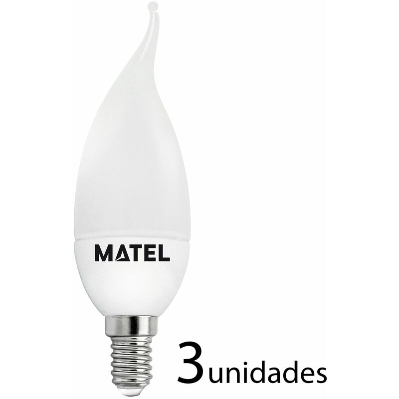 

3 unidades Bombilla LED vela flama E14 3w fría 300lm