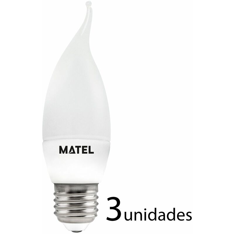 

3 unidades Bombilla LED vela flama E27 8w neutra 780lm