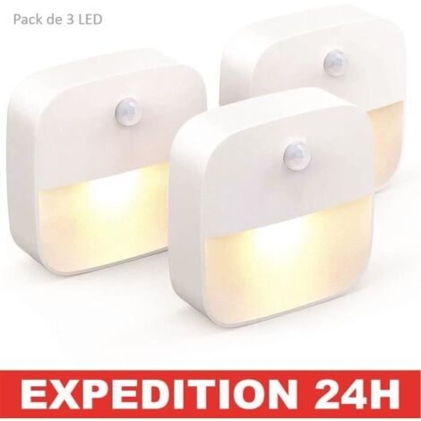 3 Veilleuse Led, Lampe de Nuit Murale avec Détecteur de Mouvement autocollante, Veilleuse Murale pour Salle de Bains, Chambre,