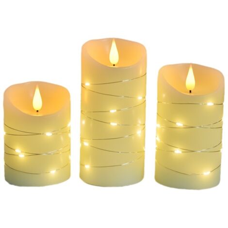 3 velas sin llama, velas LED con control remoto, programables, funcionan con pilas, velas pequeñas para decoración del hogar y fiestas, tamaño: 7,510/12,5/15 cm