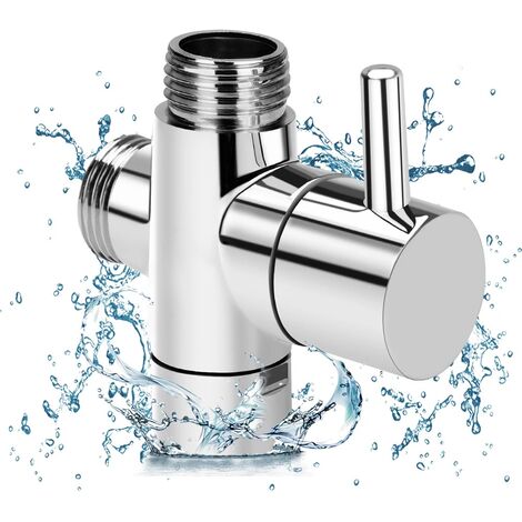 3 Voies Soupape,G1/2 Douchette Composants de Douche Adaptateur Inverseur Systeme de Douche piece de Rechange,Valve de Derivation de Douche de Douche Raccord Universels,Chrome Poli