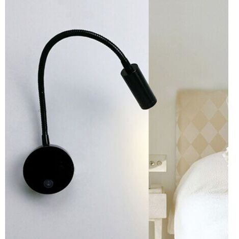 3 W LED-Nachttisch-Leseleuchte, flexible Schwanen-LED-Leseleuchte (schwarz), Wandleuchte, LED-Leseleuchte mit Schalter, Warmweiß 3000 K, modern, 3076 cm