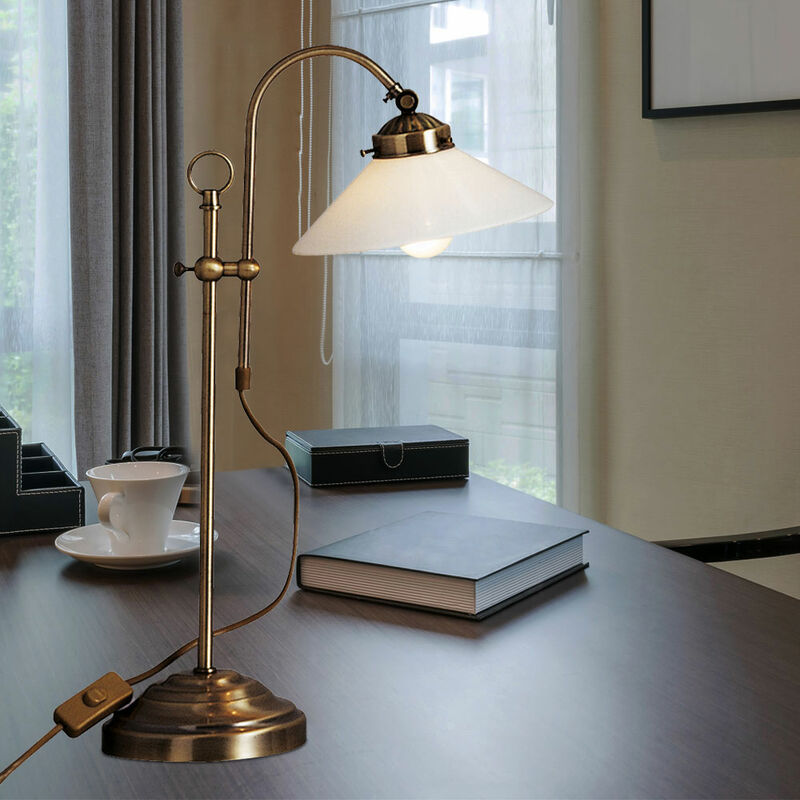 Image of Lampada da tavolo a led, lampada da lettura in stile country, illuminazione da ufficio in ottone antico vintage retrò