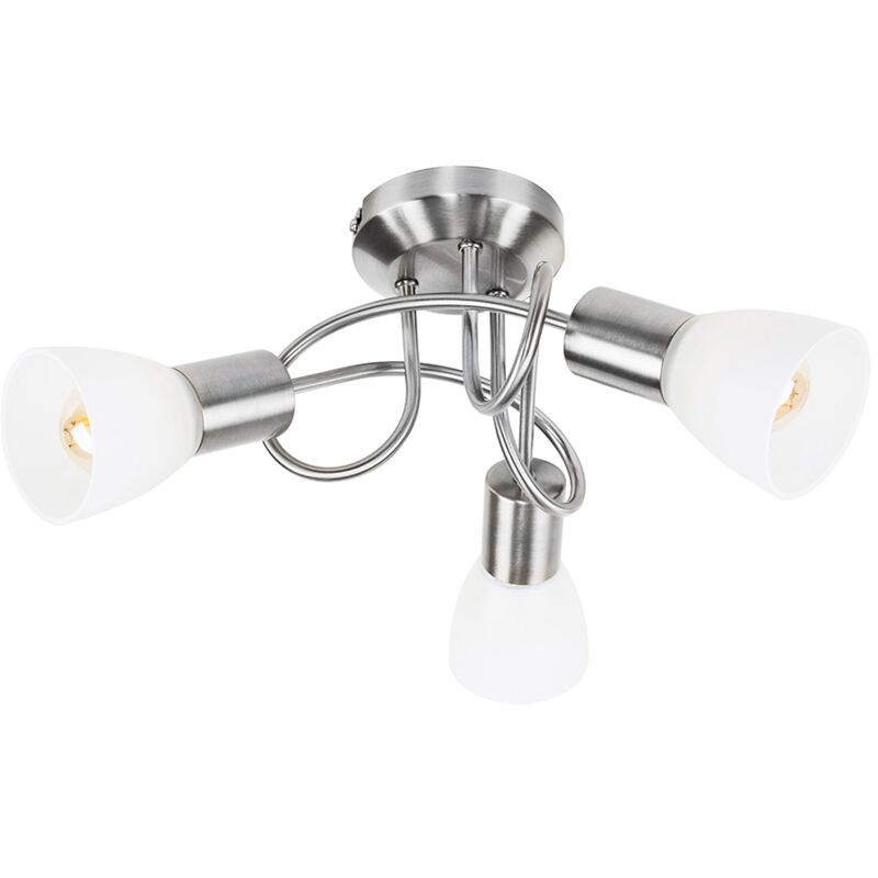 3 Way Brushed Chrome Flush Swirl Arm Ceiling Light Beautiful 3 Way Brushed Chrome Flush Swirl Arm Ceiling Light Beautiful Frosted Gl Shades L 4217627 8747665 1 Jpg