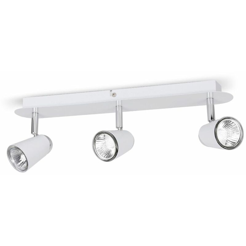 Minisun - Modern Adjustable 3 Way Straight Bar Ceiling Spotlight - Cool White Bulbs